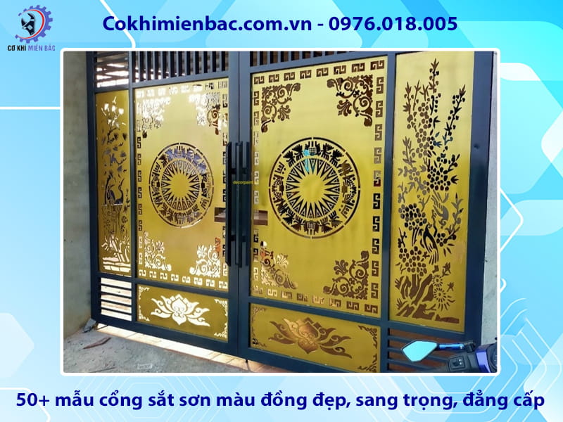 50+ mẫu cổng sắt sơn màu đồng đẹp, sang trọng, đẳng cấp