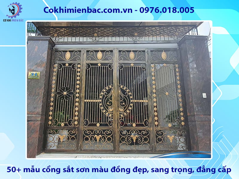 50+ mẫu cổng sắt sơn màu đồng đẹp, sang trọng, đẳng cấp