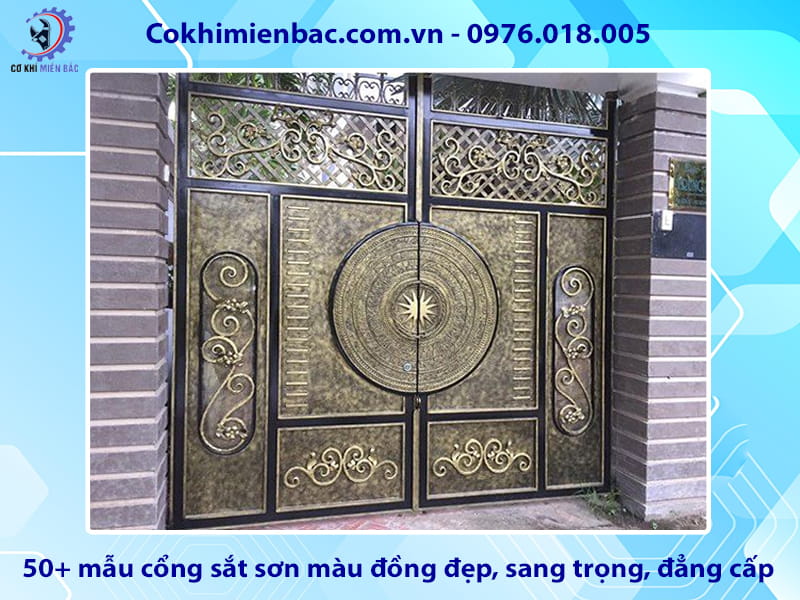 50+ mẫu cổng sắt sơn màu đồng đẹp, sang trọng, đẳng cấp
