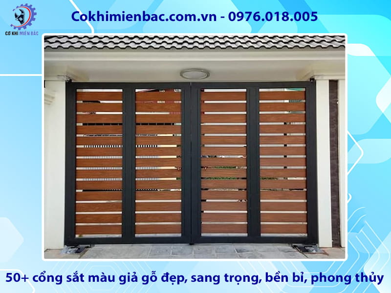 50+ cổng sắt màu giả gỗ đẹp, sang trọng, bền bỉ, phong thủy 50+ cổng sắt màu giả gỗ đẹp, sang trọng, bền bỉ, phong thủy