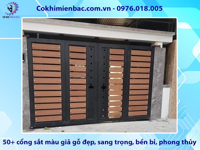 50+ cổng sắt màu giả gỗ đẹp, sang trọng, bền bỉ, phong thủy 50+ cổng sắt màu giả gỗ đẹp, sang trọng, bền bỉ, phong thủy