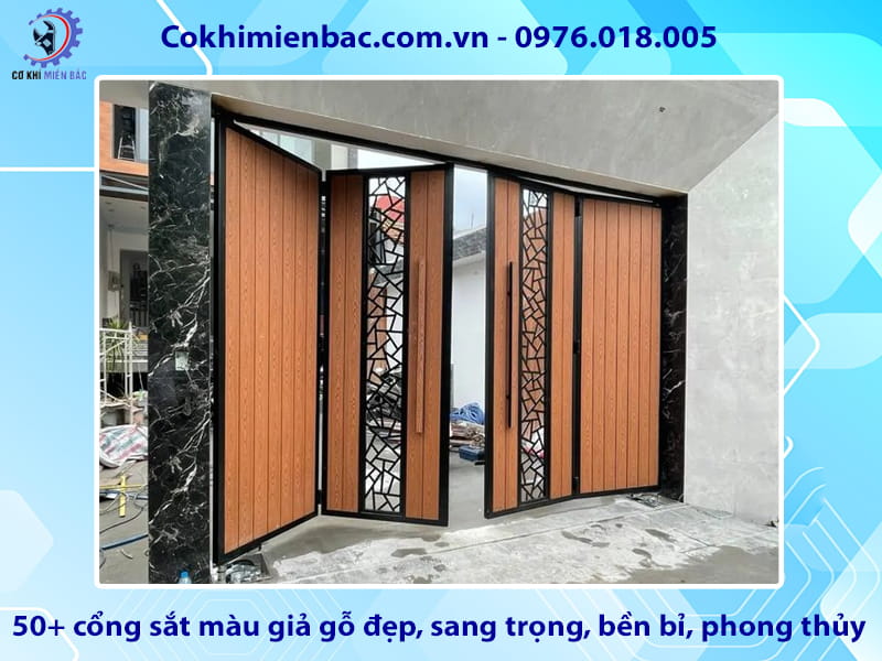 50+ cổng sắt màu giả gỗ đẹp, sang trọng, bền bỉ, phong thủy 50+ cổng sắt màu giả gỗ đẹp, sang trọng, bền bỉ, phong thủy