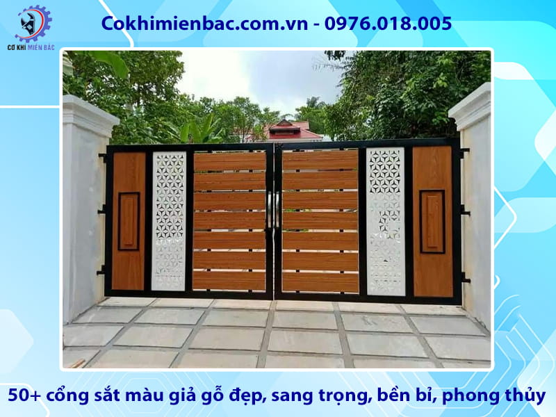 50+ cổng sắt màu giả gỗ đẹp, sang trọng, bền bỉ, phong thủy 50+ cổng sắt màu giả gỗ đẹp, sang trọng, bền bỉ, phong thủy
