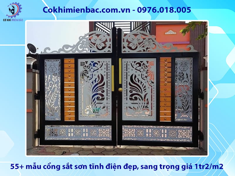 55+ mẫu cổng sắt sơn tĩnh điện đẹp, sang trọng giá 1tr2/m2