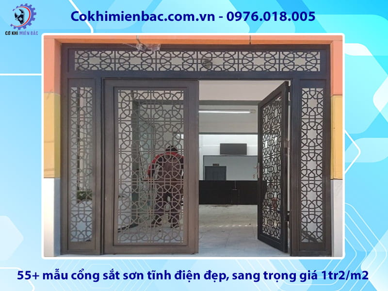 55+ mẫu cổng sắt sơn tĩnh điện đẹp, sang trọng giá 1tr2/m2