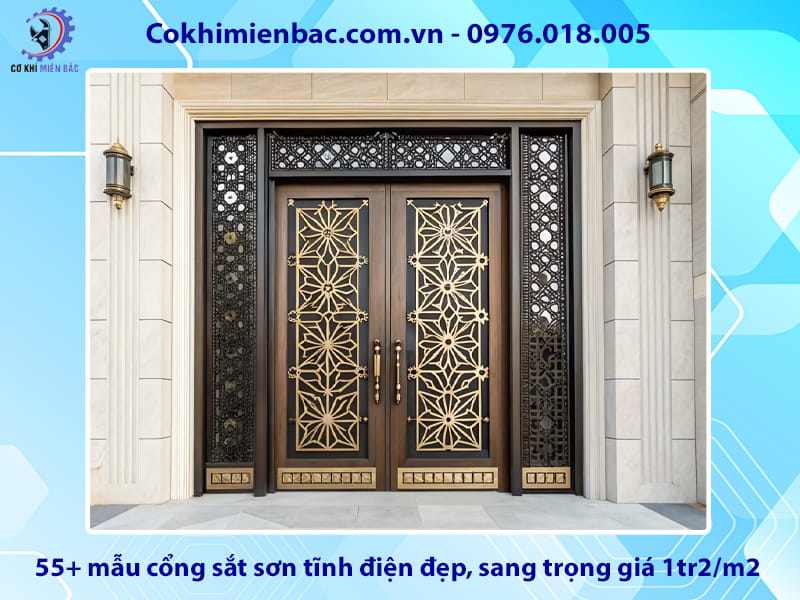 55+ mẫu cổng sắt sơn tĩnh điện đẹp, sang trọng giá 1tr2/m2