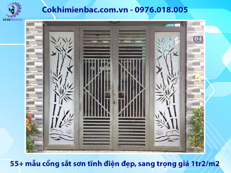 55+ mẫu cổng sắt sơn tĩnh điện đẹp, sang trọng giá 1tr2/m2