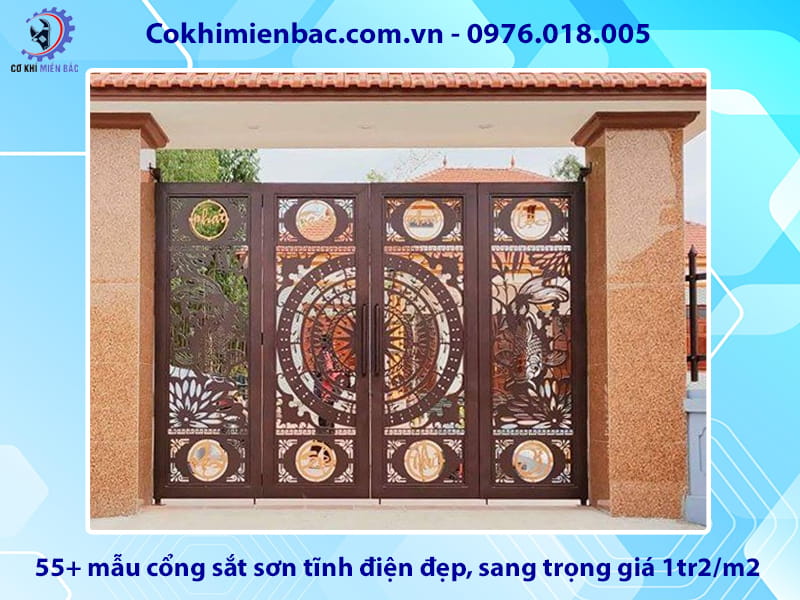 55+ mẫu cổng sắt sơn tĩnh điện đẹp, sang trọng giá 1tr2/m2