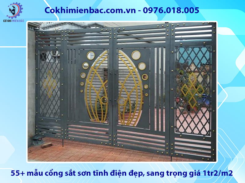 55+ mẫu cổng sắt sơn tĩnh điện đẹp, sang trọng giá 1tr2/m2