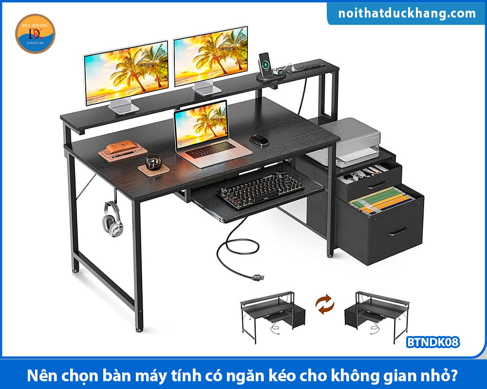 Nên chọn bàn máy tính có ngăn kéo cho không gian nhỏ?