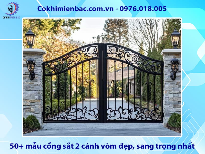 50+ mẫu cổng sắt 2 cánh vòm đẹp, sang trọng nhất 2026