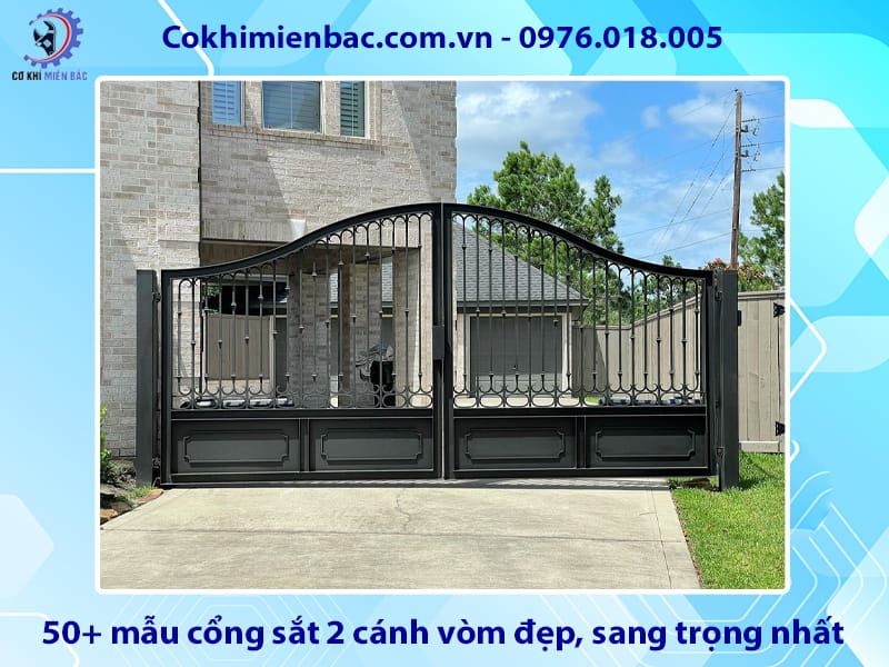 50+ mẫu cổng sắt 2 cánh vòm đẹp, sang trọng nhất 2026