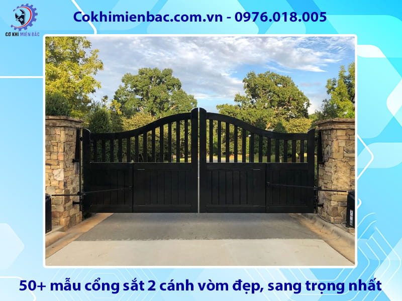 50+ mẫu cổng sắt 2 cánh vòm đẹp, sang trọng nhất 2026