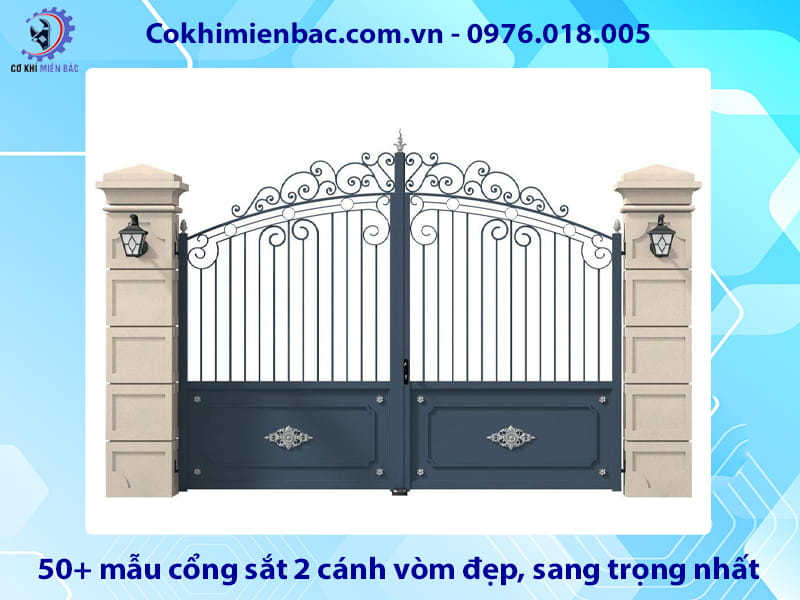 50+ mẫu cổng sắt 2 cánh vòm đẹp, sang trọng nhất 2026