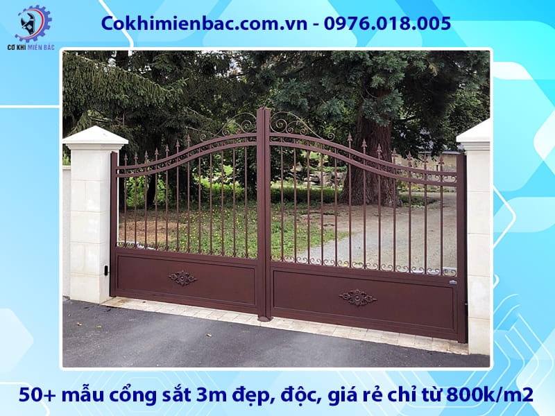 50+ mẫu cổng sắt 3m đẹp, độc, giá rẻ chỉ từ 800k/m2