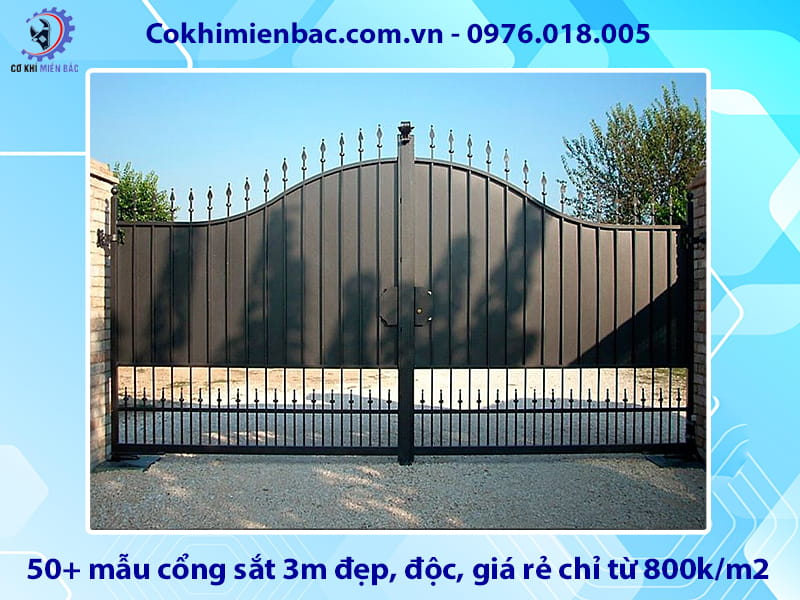 50+ mẫu cổng sắt 3m đẹp, độc, giá rẻ chỉ từ 800k/m2