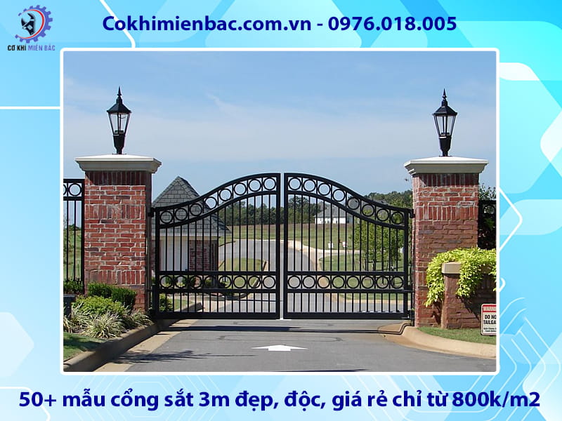 50+ mẫu cổng sắt 3m đẹp, độc, giá rẻ chỉ từ 800k/m2