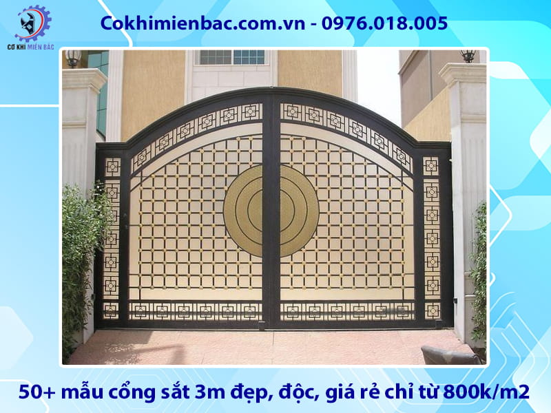 50+ mẫu cổng sắt 3m đẹp, độc, giá rẻ chỉ từ 800k/m2