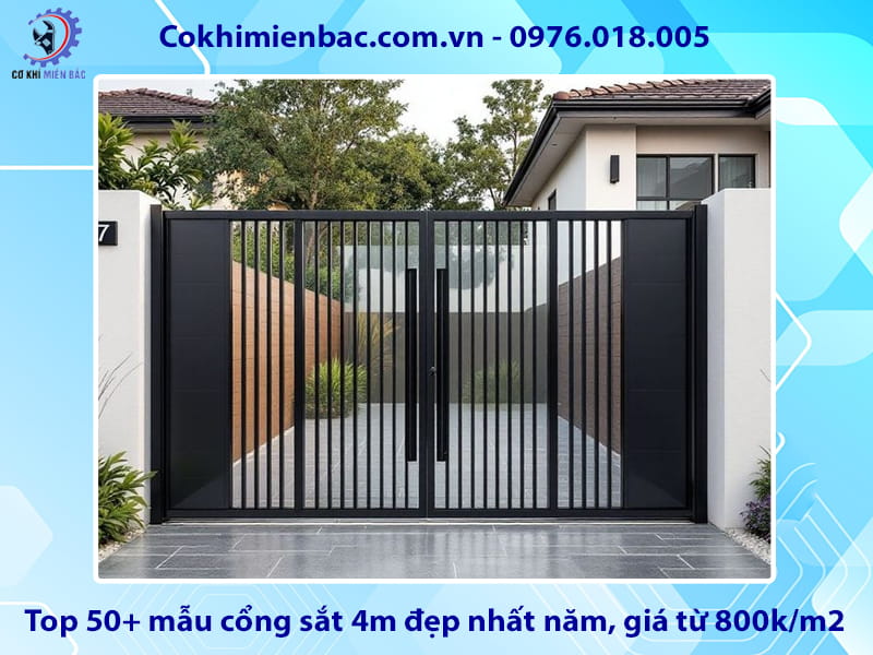 Top 50+ mẫu cổng sắt 4m đẹp nhất năm, giá từ 800k/m2