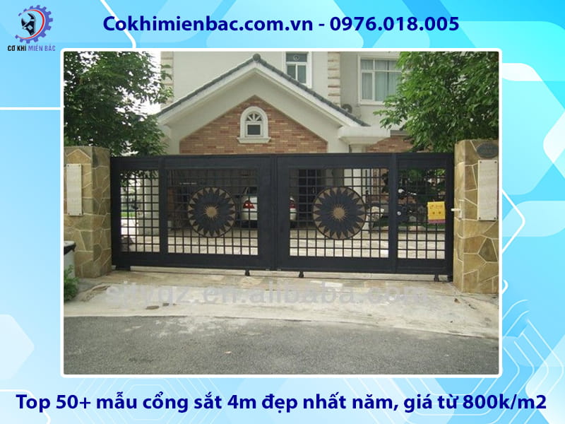 Top 50+ mẫu cổng sắt 4m đẹp nhất năm, giá từ 800k/m2