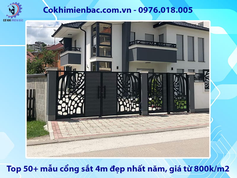 Top 50+ mẫu cổng sắt 4m đẹp nhất năm, giá từ 800k/m2