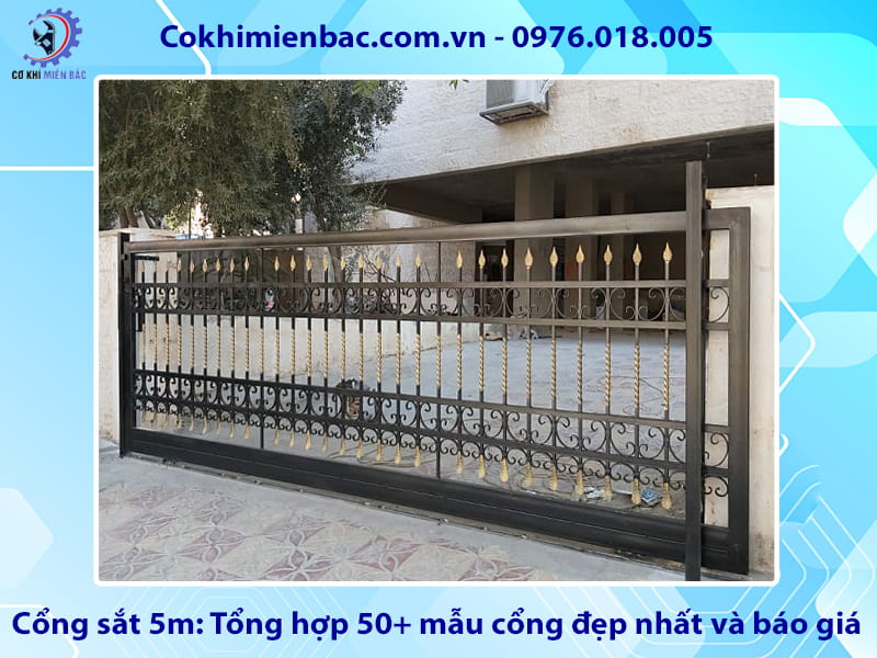 Cổng sắt 5m: Tổng hợp 50+ mẫu cổng đẹp nhất và báo giá
