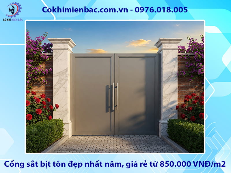 Cổng sắt bịt tôn đẹp nhất năm, giá rẻ từ 850.000 VNĐ/m2