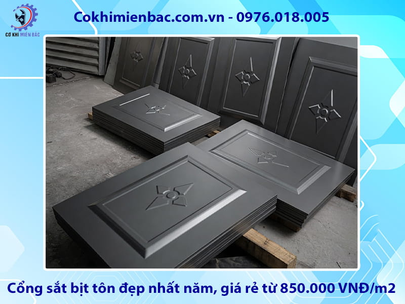 Cổng sắt bịt tôn đẹp nhất năm, giá rẻ từ 850.000 VNĐ/m2