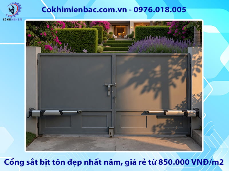 Cổng sắt bịt tôn đẹp nhất năm, giá rẻ từ 850.000 VNĐ/m2