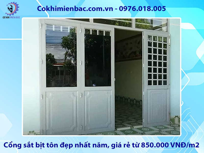 Cổng sắt bịt tôn đẹp nhất năm, giá rẻ từ 850.000 VNĐ/m2
