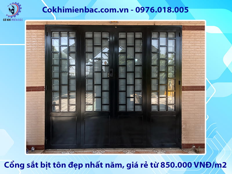 Cổng sắt bịt tôn đẹp nhất năm, giá rẻ từ 850.000 VNĐ/m2