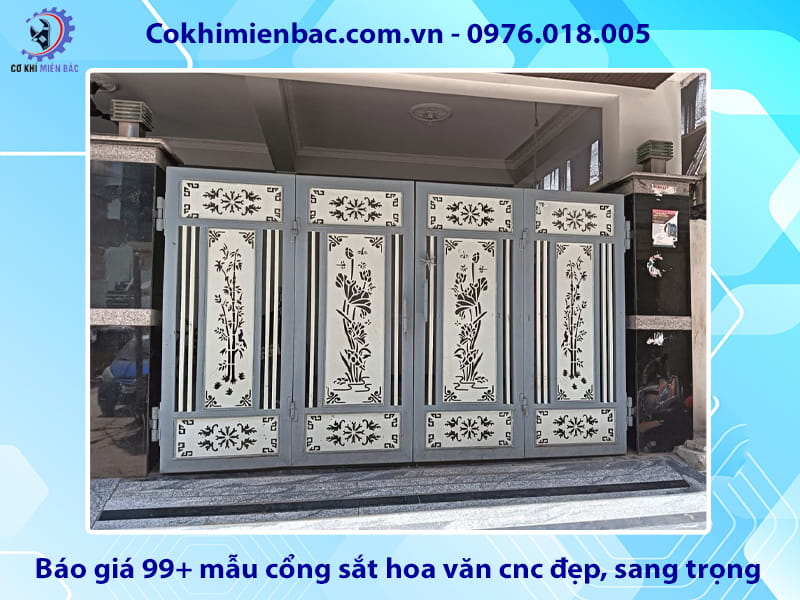 Báo giá 99+ mẫu cổng sắt hoa văn cnc đẹp, sang trọng