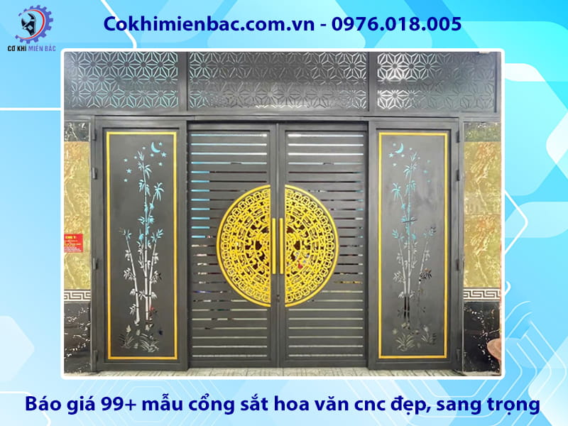Báo giá 99+ mẫu cổng sắt hoa văn cnc đẹp, sang trọng