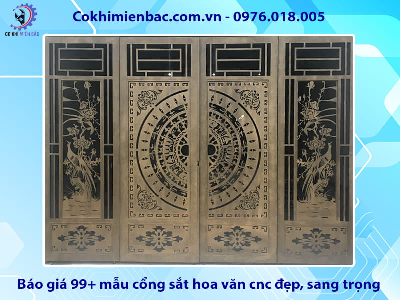 Báo giá 99+ mẫu cổng sắt hoa văn cnc đẹp, sang trọng