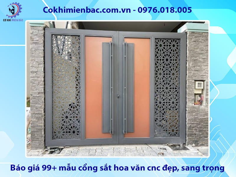 Báo giá 99+ mẫu cổng sắt hoa văn cnc đẹp, sang trọng