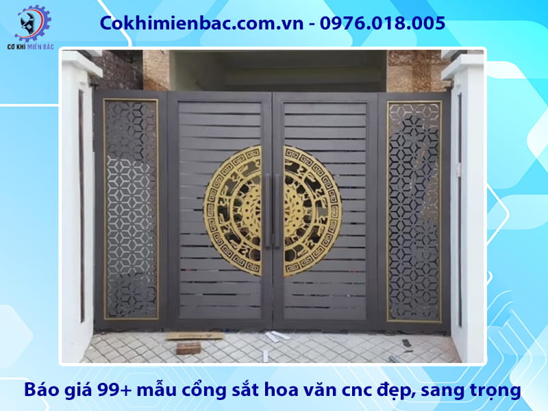 Báo giá 99+ mẫu cổng sắt hoa văn cnc đẹp, sang trọng