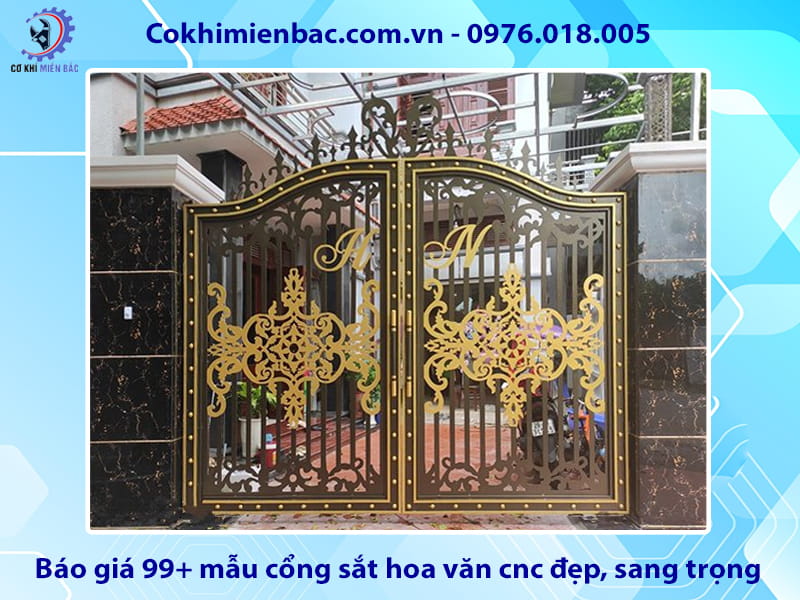 Báo giá 99+ mẫu cổng sắt hoa văn cnc đẹp, sang trọng