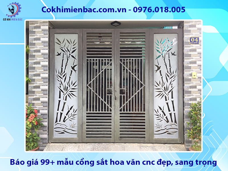 Báo giá 99+ mẫu cổng sắt hoa văn cnc đẹp, sang trọng