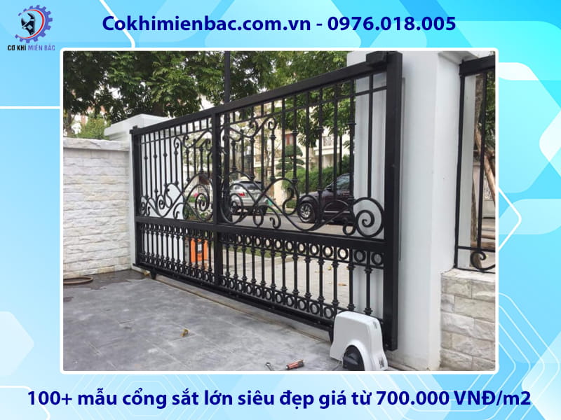 100+ mẫu cổng sắt lớn siêu đẹp giá từ 700.000 VNĐ/m2