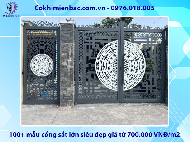 100+ mẫu cổng sắt lớn siêu đẹp giá từ 700.000 VNĐ/m2