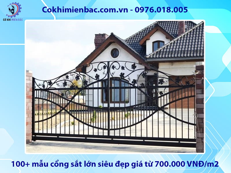 100+ mẫu cổng sắt lớn siêu đẹp giá từ 700.000 VNĐ/m2