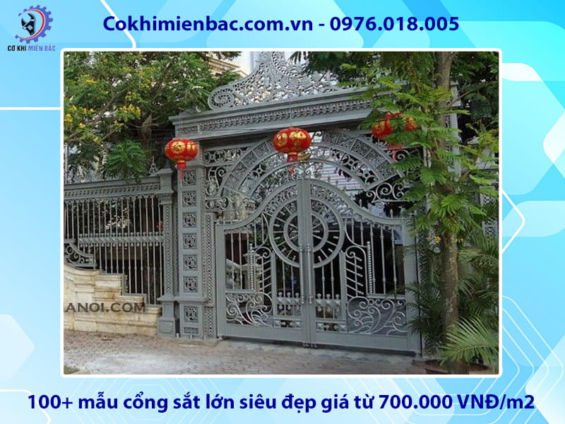 100+ mẫu cổng sắt lớn siêu đẹp giá từ 700.000 VNĐ/m2