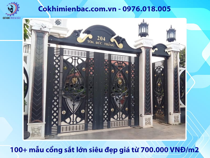 100+ mẫu cổng sắt lớn siêu đẹp giá từ 700.000 VNĐ/m2