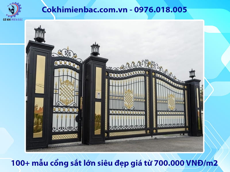 100+ mẫu cổng sắt lớn siêu đẹp giá từ 700.000 VNĐ/m2