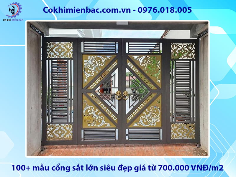100+ mẫu cổng sắt lớn siêu đẹp giá từ 700.000 VNĐ/m2