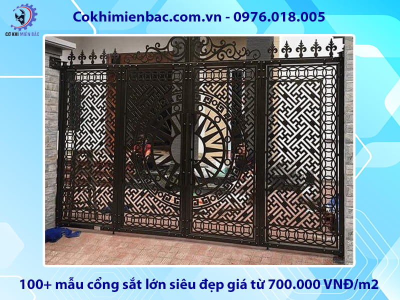 100+ mẫu cổng sắt lớn siêu đẹp giá từ 700.000 VNĐ/m2