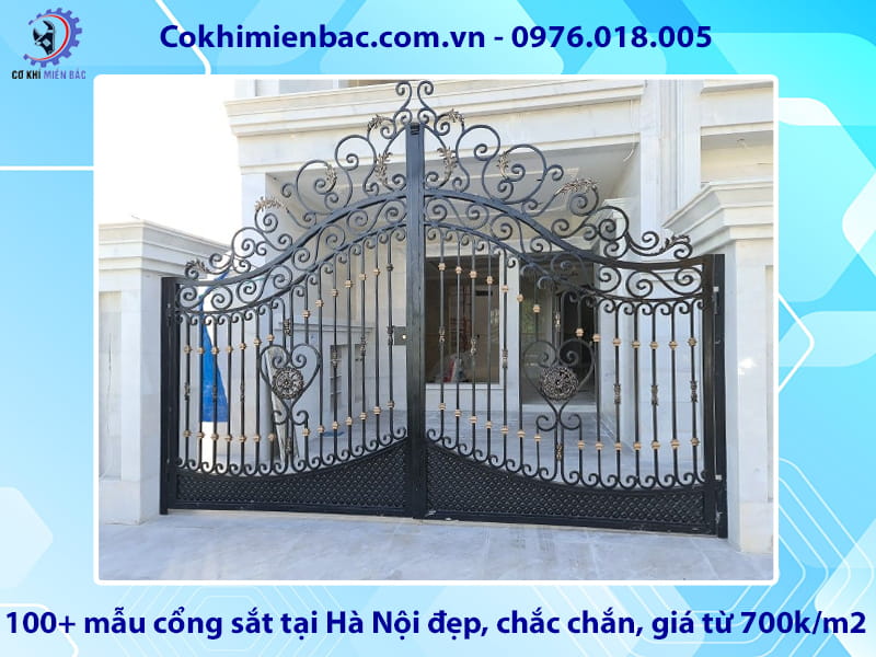 100+ mẫu cổng sắt tại Hà Nội đẹp, chắc chắn, giá từ 700k/m2