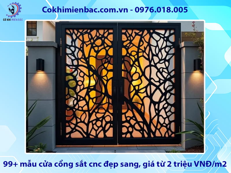 99+ mẫu cửa cổng sắt cnc đẹp sang, giá từ 2 triệu VNĐ/m2