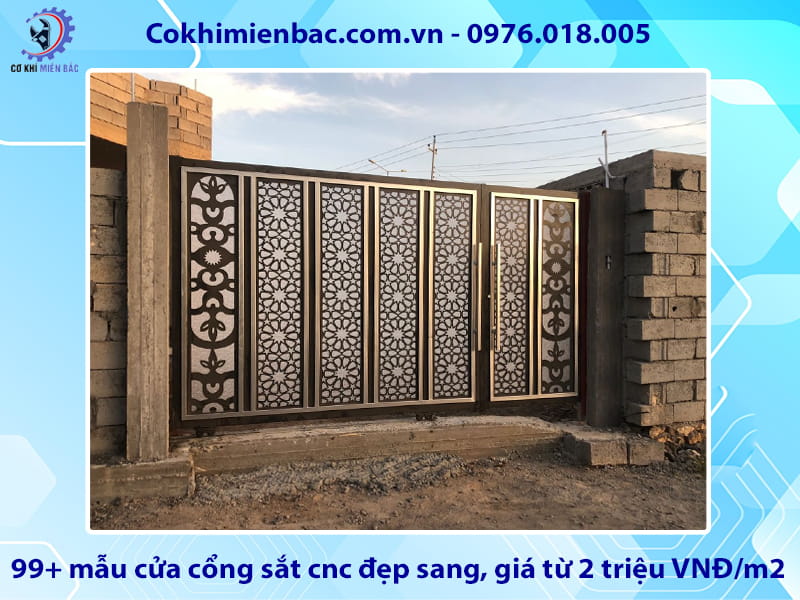 99+ mẫu cửa cổng sắt cnc đẹp sang, giá từ 2 triệu VNĐ/m2