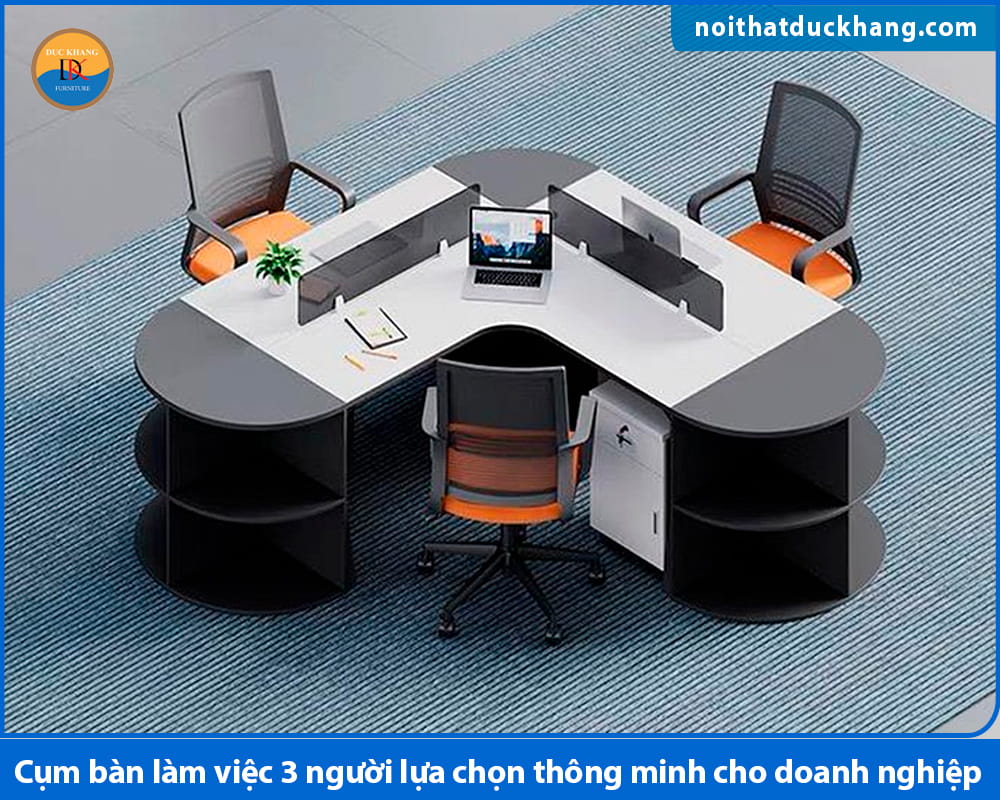 Cụm bàn làm việc 3 người lựa chọn thông minh cho doanh nghiệp